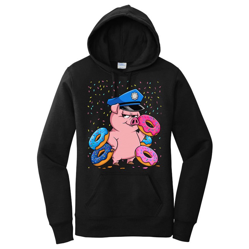 Pig Cop Funny Police Officer Doughnut Women's Pullover Hoodie