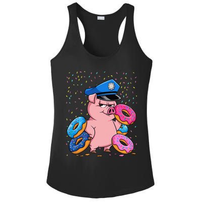 Pig Cop Funny Police Officer Doughnut Ladies PosiCharge Competitor Racerback Tank