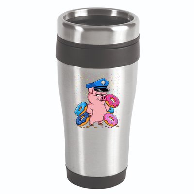 Pig Cop Funny Police Officer Doughnut 16oz Travel Tumbler