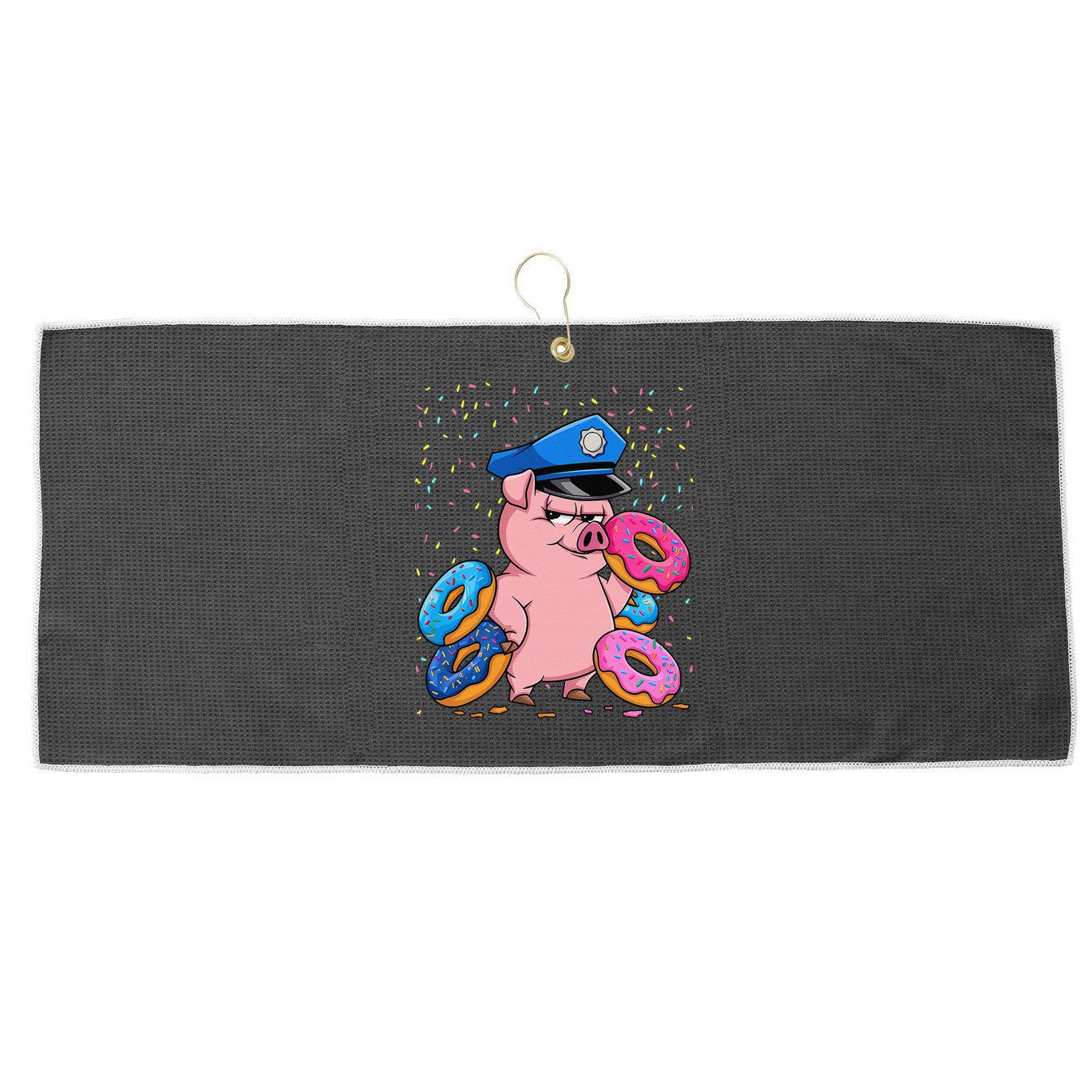 Pig Cop Funny Police Officer Doughnut Large Microfiber Waffle Golf Towel