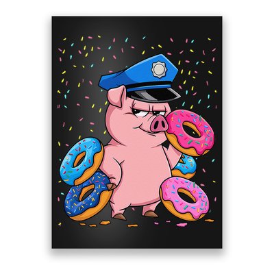 Pig Cop Funny Police Officer Doughnut Poster