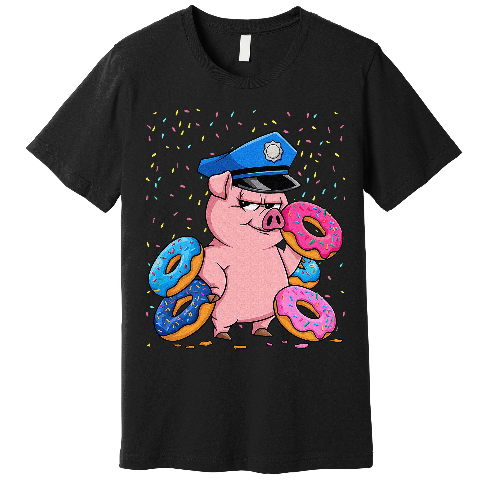 Pig Cop Funny Police Officer Doughnut Premium T-Shirt