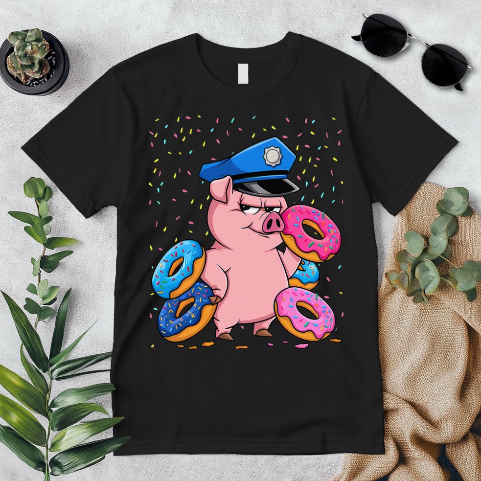 Pig Cop Funny Police Officer Doughnut Premium T-Shirt