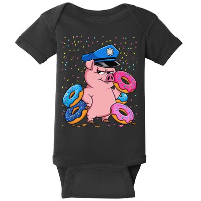 Pig Cop Funny Police Officer Doughnut Baby Bodysuit