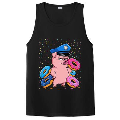 Pig Cop Funny Police Officer Doughnut PosiCharge Competitor Tank