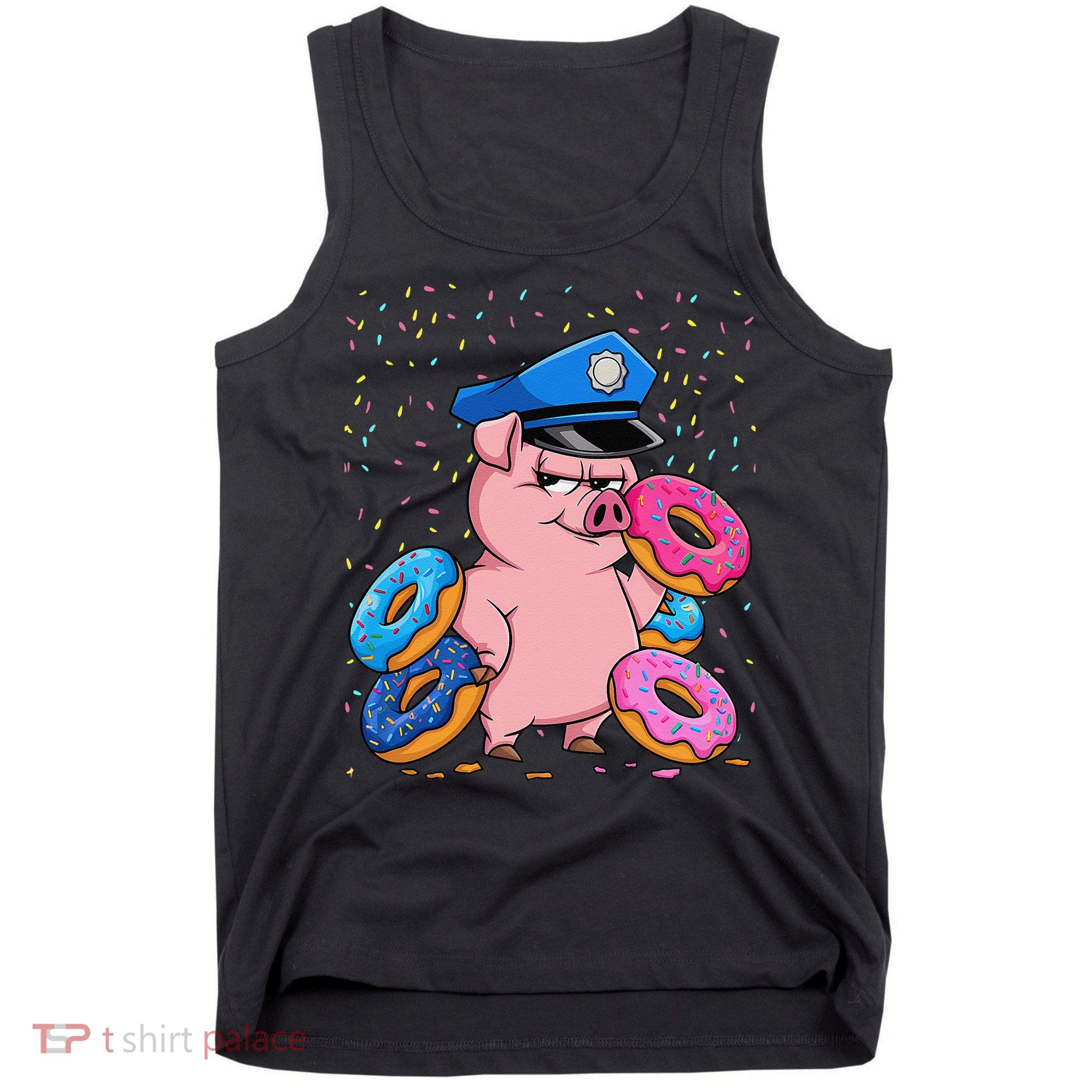 Pig Cop Funny Police Officer Doughnut Tank Top