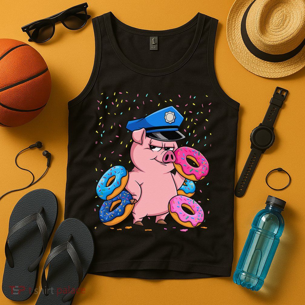 Pig Cop Funny Police Officer Doughnut Tank Top