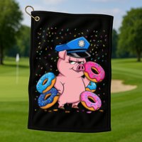 Pig Cop Funny Police Officer Doughnut Golf Towel
