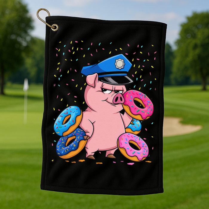 Pig Cop Funny Police Officer Doughnut Golf Towel