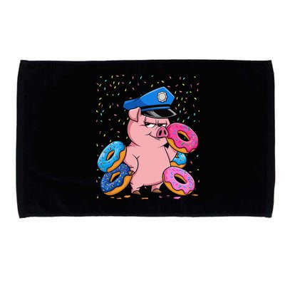 Pig Cop Funny Police Officer Doughnut Microfiber Hand Towel