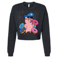 Pig Cop Funny Police Officer Doughnut Cropped Pullover Crew