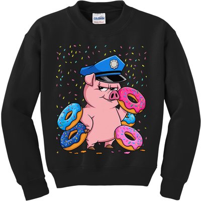 Pig Cop Funny Police Officer Doughnut Kids Sweatshirt