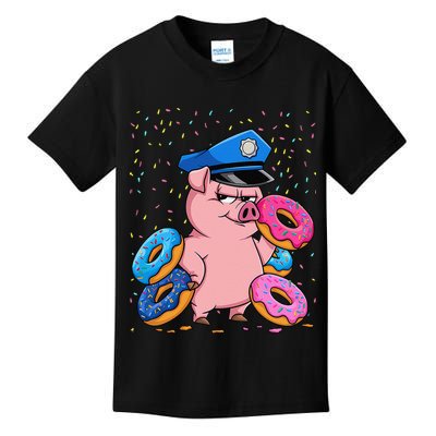 Pig Cop Funny Police Officer Doughnut Kids T-Shirt