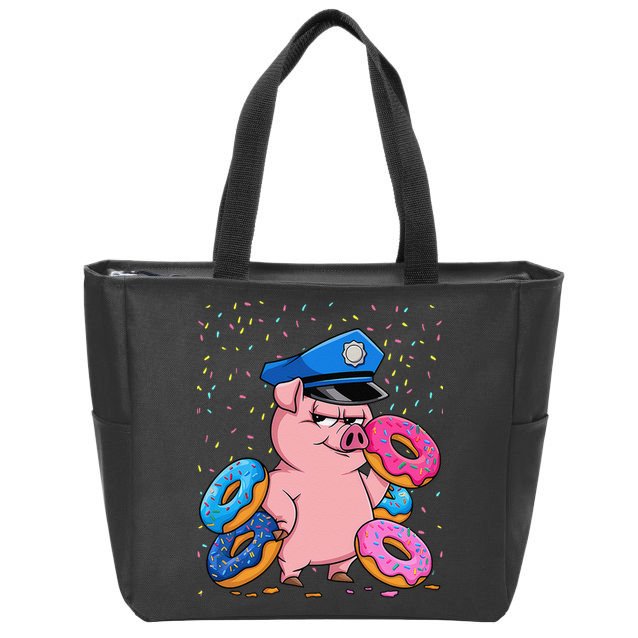 Pig Cop Funny Police Officer Doughnut Zip Tote Bag
