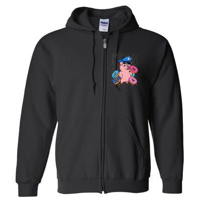 Pig Cop Funny Police Officer Doughnut Full Zip Hoodie