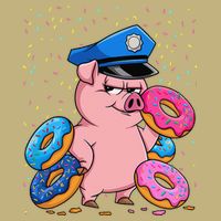 Pig Cop Funny Police Officer Doughnut Cooling Performance Crew T-Shirt
