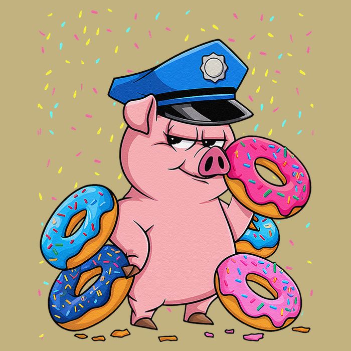 Pig Cop Funny Police Officer Doughnut Cooling Performance Crew T-Shirt