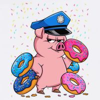 Pig Cop Funny Police Officer Doughnut Garment-Dyed Sweatshirt