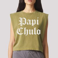 Papi Chulo Funny Mexican Spanish Handsome El Jefe Pimp Daddy Garment-Dyed Women's Muscle Tee