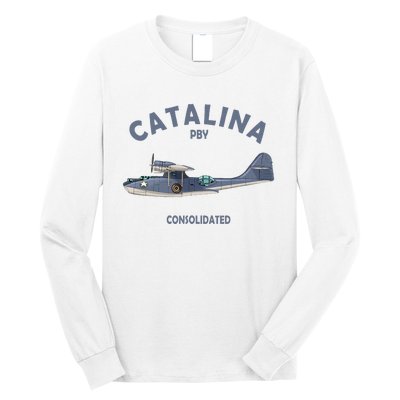 Pby Catalina Flying Boat Seaplane Airplane American Ww2 Long Sleeve Shirt