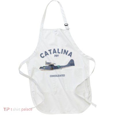 Pby Catalina Flying Boat Seaplane Airplane American Ww2 Full-Length Apron With Pockets
