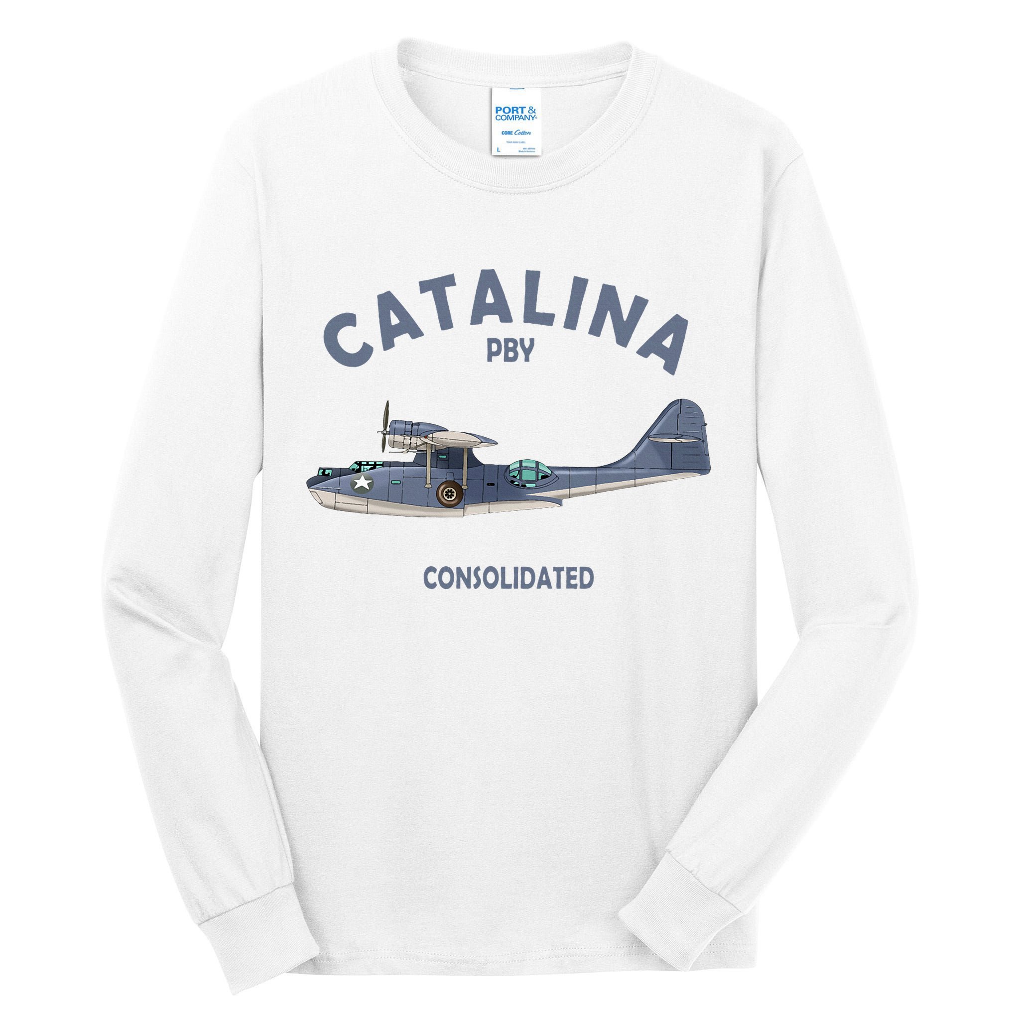 Pby Catalina Flying Boat Seaplane Airplane American Ww2 Tall Long Sleeve T-Shirt