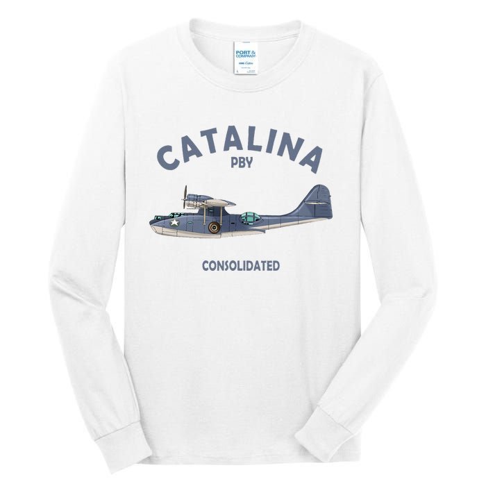 Pby Catalina Flying Boat Seaplane Airplane American Ww2 Tall Long Sleeve T-Shirt