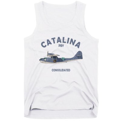 Pby Catalina Flying Boat Seaplane Airplane American Ww2 Tank Top