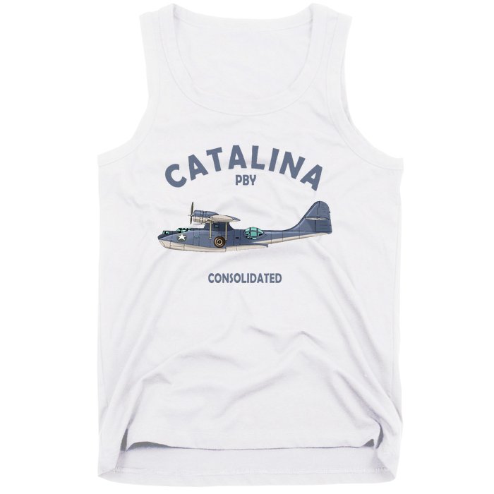 Pby Catalina Flying Boat Seaplane Airplane American Ww2 Tank Top