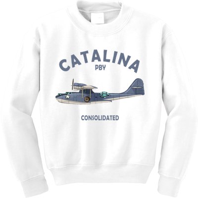 Pby Catalina Flying Boat Seaplane Airplane American Ww2 Kids Sweatshirt