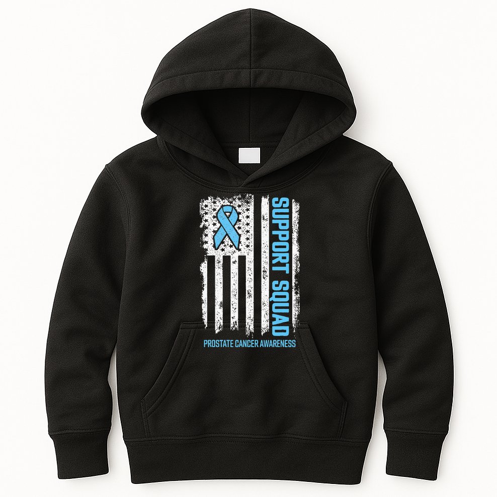 Prostate Cancer Flag Support Squad Prostate Cancer Awareness Kids Hoodie