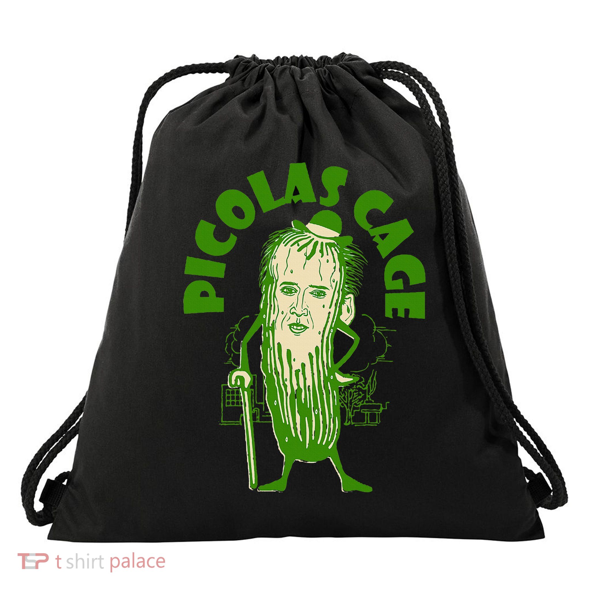Picolas Cage Funny celebs Meme Cucumber Pickle Cute Drawstring Bag