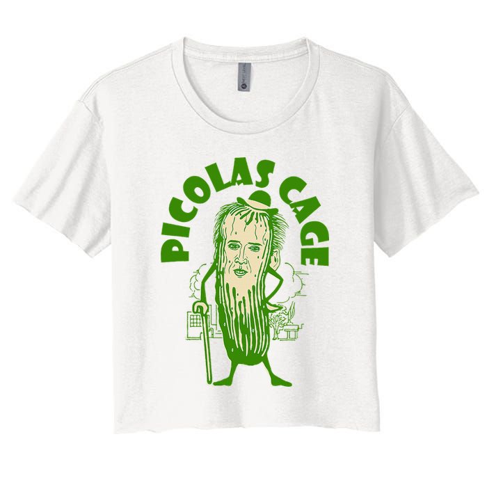 Picolas Cage Funny celebs Meme Cucumber Pickle Cute Women's Crop Top Tee