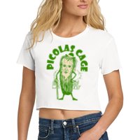 Picolas Cage Funny celebs Meme Cucumber Pickle Cute Women's Crop Top Tee