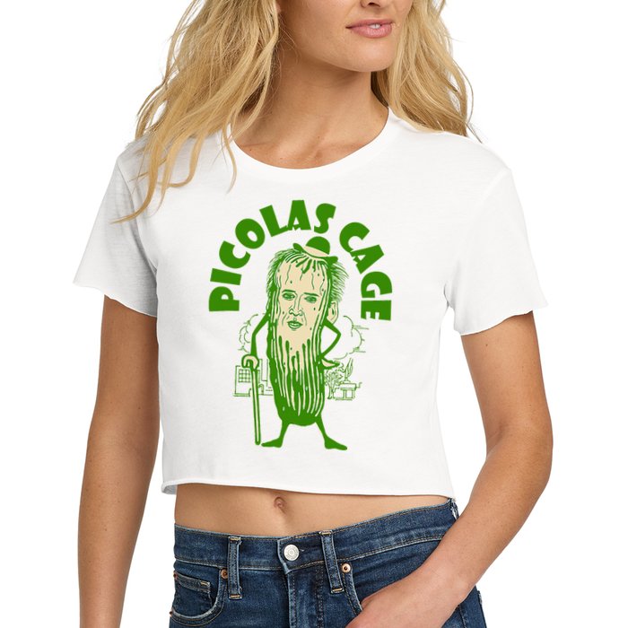 Picolas Cage Funny celebs Meme Cucumber Pickle Cute Women's Crop Top Tee