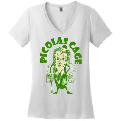 Picolas Cage Funny celebs Meme Cucumber Pickle Cute Women's V-Neck T-Shirt