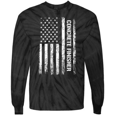 Patriotic Concrete Finisher American Flag Usa Flag Tie-Dye Long Sleeve Shirt