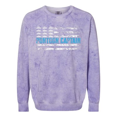 Pontoon Captain Funny Boating 4th Of Julypontoon Boat Colorblast Crewneck Sweatshirt