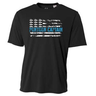 Pontoon Captain Funny Boating 4th Of Julypontoon Boat Cooling Performance Crew T-Shirt