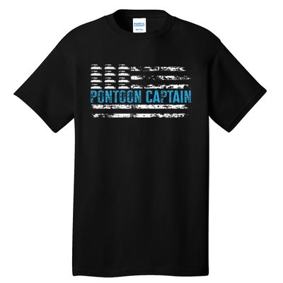 Pontoon Captain Funny Boating 4th Of Julypontoon Boat Tall T-Shirt