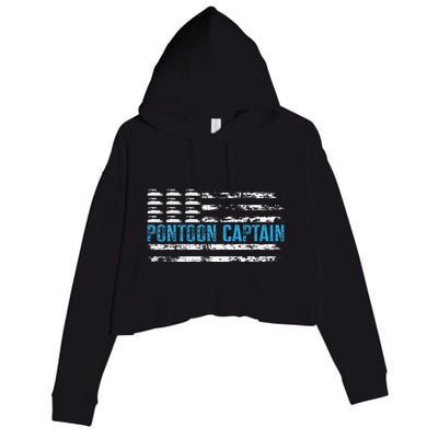 Pontoon Captain Funny Boating 4th Of Julypontoon Boat Crop Fleece Hoodie