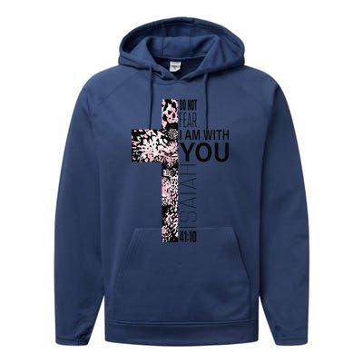 Pink Cross Faith Over Fear Christian Religious Verse Easter Performance Fleece Hoodie