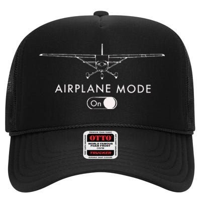 Pilot C172 Flying Gift Airplane Mode Short Sleeve High Crown Mesh Back Trucker Hat