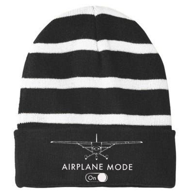 Pilot C172 Flying Gift Airplane Mode Short Sleeve Striped Beanie with Solid Band