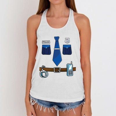 Police Costume For Halloween Police Officer Women's Knotted Racerback Tank