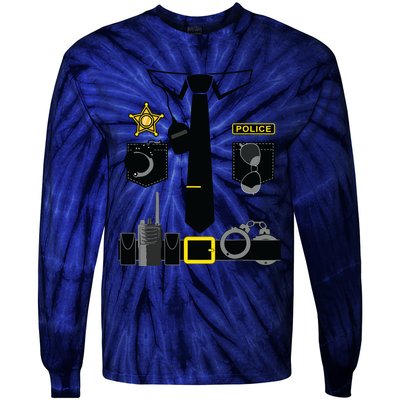 Police Costume For Halloween Costume Law Enforcer Tie-Dye Long Sleeve Shirt