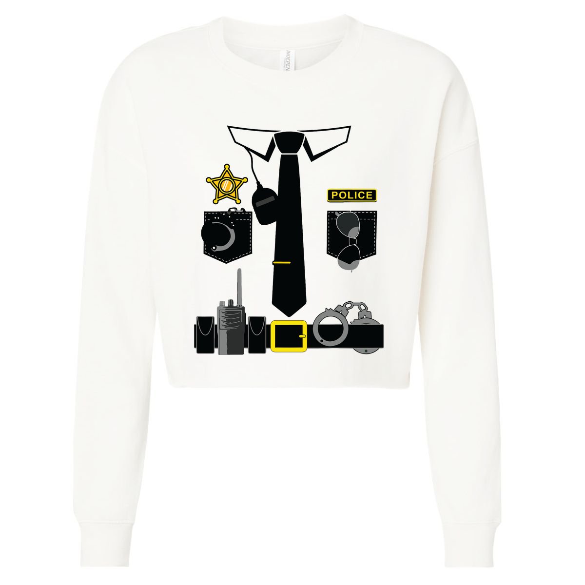 Police Costume For Halloween Costume Law Enforcer Cropped Pullover Crew