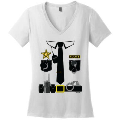 Police Costume For Halloween Costume Law Enforcer Women's V-Neck T-Shirt