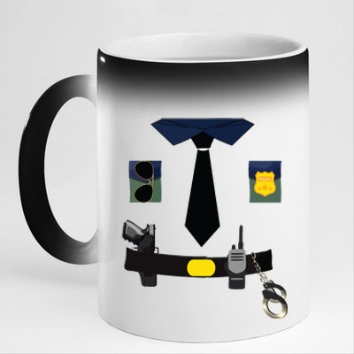 Police Costume For Halloween Police Officer 11oz Black Color Changing Mug