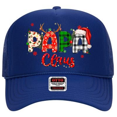 Papa Claus Gift Christmas Lights Pajama Family Matching Cool Gift High Crown Mesh Back Trucker Hat